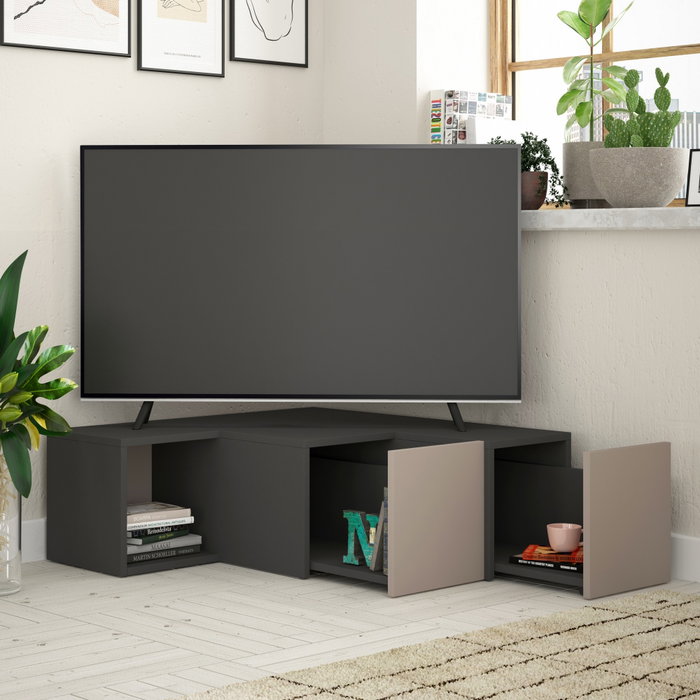 Hanah Home Soporte de TV Compact - Antracita, Marrón claro Hanah Home Soporte de TV Compact - Antracita, Marrón claro